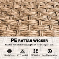 Outsunny Rattan Wicker Sofa 3-Seater Outdoor Patio Sofa with Cushions for Garden Backyard Porch Beige(m-6)