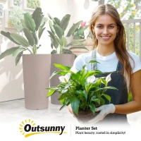 Outsunny 29 Inch Outdoor Planter, Set of 2 Plastic Flower Pots, Weather and UV Resistant Stackable Large Planters, Brown(m-9)