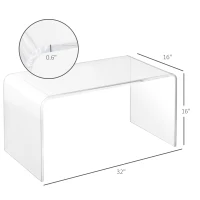 HOMCOM 32" Acrylic Coffee Table, 0.6" Thick Rectangle Waterfall Center Table for Living Room, Modern, No Assembly Required, Clear(m-3)