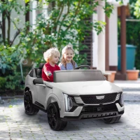 Qaba 2-Seater 12V 10AH Ride on Truck, Cadillac Escalade Licensed Electric Car for Kids w/ Spring Suspension Wheels, White(m-10)