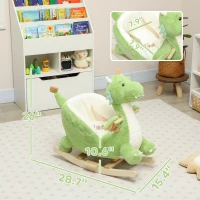Qaba Baby Rocking Horse, Kids Ride On Dragon Toy with Realistic Dragon Roar and Safety Belt for Kids 18–36 Months, Green(m-3)