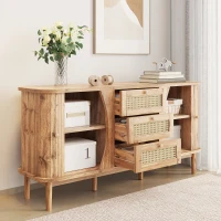 Versatile Sideboard with 3 Drawers, 2 Doors and Adjustable Shelves, Stylish Cabinet for Living or Dining Room,55.5'' L x 16'' W x 30'' H, Wood(m-5)