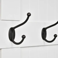 HOMCOM 3-In-1 Entryway Bench with Coat Rack, Hall Tree with Bench and Shoe Storage, 5 Hooks for Hallway Cream White(m-9)