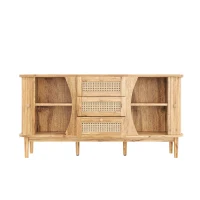 Versatile Sideboard with 3 Drawers, 2 Doors and Adjustable Shelves, Stylish Cabinet for Living or Dining Room,55.5'' L x 16'' W x 30'' H, Wood(m-10)