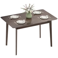 HOMCOM 47.2" Rectangle Dining Table for 4, Mid-Century Modern Kitchen Table with Rubber Wood Frame for Dining Room, Mahogany(m-2)