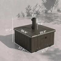 Outsunny 3-in-1 Outdoor Umbrella Base with Wheels and Handles, End Table, Flower Box Planter with Hole, 175 lbs. Capacity, Brown(m-3)