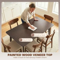 HOMCOM 47.2" Rectangle Dining Table for 4, Mid-Century Modern Kitchen Table with Rubber Wood Frame for Dining Room, Mahogany(m-6)