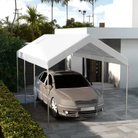 Outsunny 20' x 10' Carport Replacement Canopy for Model 84C-207WT or 84C-386V00WT with Ball Bungee Cords, White (Only Cover)(m-10)