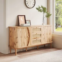 Versatile Sideboard with 3 Drawers, 2 Doors and Adjustable Shelves, Stylish Cabinet for Living or Dining Room,55.5'' L x 16'' W x 30'' H, Wood(m-1)