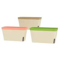 Outsunny 3 Pack Self Watering Flower Pots, 10.5 Inch Planter Box with Water Level Indicator for Vegetables, Succulents Plants(m-2)