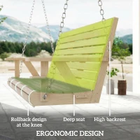 Outsunny 3-Seater Swing Bench, Wooden Porch Swing with Cupholders, Hanging Chains for Patio Garden, Nature Wood(m-6)