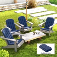 Outsunny Set of 4 Patio Chair Cushions, High Back Adirondack Chair Cushion with Ties, High-Density Foam, Navy Blue(m-1)