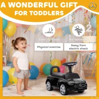 Qaba Mercedes-Benz C-Class Kids Ride On Car, Foot-to-Floor Sliding Walker with Under-Seat Storage, for 18-36 M, Black(m-5)