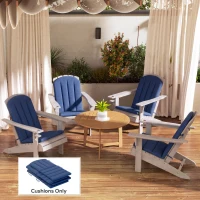 Outsunny Set of 4 Patio Chair Cushions, High Back Adirondack Chair Cushion with Ties, High-Density Foam, Navy Blue(m-8)