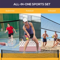 Soozier All-in-1 Badminton Set, Height Adjustable for Pickleball, Volleyball, Badminton, Backyard, Beach, Driveway Game(m-4)