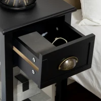 HOMCOM 2-Tier Nightstand, Side Table with Drawer and Shelf for Living Room or Bedroom, Set of 2, Black(m-8)