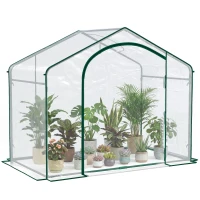Outsunny 6' x 3' x 5' Portable Walk-in Greenhouse, Plastic Cover, Steel Frame Garden Hot House, Zipper Door, Top Vent for Flowers, Vegetables, Saplings, Tropical Plants, Clear(m-11)