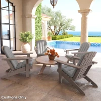 Outsunny Set of 4 Outdoor Chair Cushions, High Back Adirondack Chair Cushion with Ties, High-Density Foam, Gray(m-7)