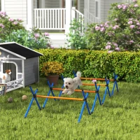 PawHut 4 Pieces Dog Agility Equipment, Dog Agility Course Backyard Set with Adjustable Height Jump Bars and Carry Bag(m-2)