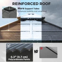 Outsunny 10' x 10' Hardtop Gazebo with 7mm Polycarbonate Double-Tier Roof, Outdoor Gazebo with Netting and Curtains, Dark Grey(m-5)