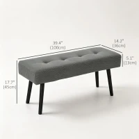 HOMCOM 39" Upholstered Ottoman Bench, Corduroy Entryway Bedroom Bench with Padded Seat and Steel Legs for Bedroom, Grey(m-3)