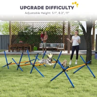 PawHut 4 Pieces Dog Agility Equipment, Dog Agility Course Backyard Set with Adjustable Height Jump Bars and Carry Bag(m-5)