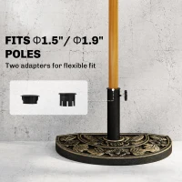 Outsunny 20lbs Half Round Patio Umbrella Base Outdoor Decorative Resin Parasol Stand Holder for Φ1.5", Φ1.9" Pole, for Lawn, Deck, Backyard, Garden, Bronze(m-4)