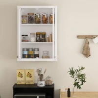HOMCOM Bathroom Cabinet Wall Mounted, Modern Bathroom Wall Cabinet with 2 Doors and 2 Adjustable Shelves, White(m-8)