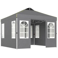 Outsunny 9.6 x 9.6 ft Pop Up Canopy Tent with Sidewalls, One Push Setup, UPF50+ Portable Instant Canopy Shelter, Dark Gray(m-11)