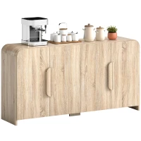 HOMCOM Sideboard Buffet Cabinet, 62" Modern Kitchen Storage Cabinet with Soft-Close Doors and Adjustable Shelves, Natural Wood(m-9)