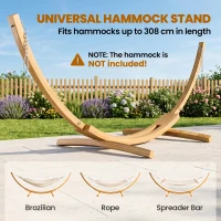 Outsunny 11' Wooden Hammock Stand Universal Garden Picnic Camp Accessories, Curved Arc Design Stand, 264lbs Capacity(m-4)