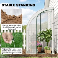 Outsunny 5' x 4' x 7' Outdoor Lean to Greenhouse, Walk-In Green House Plant Nursery with Roll-up Window, PE Cover, White(m-7)