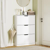 HOMCOM Narrow Shoe Storage Cabinet, Shoe Cabinet with 3 Flip Drawers, 31.5" W x 6.7" D x 42.5" H, White(m-8)