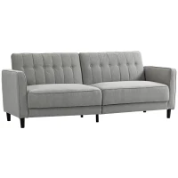 HOMCOM Convertible Bed with Couch, Button Tufted Fabric Sofa Bed with Adjustable Back for Living Room, Grey(m-9)