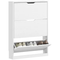 HOMCOM Narrow Shoe Storage Cabinet, Shoe Cabinet with 3 Flip Drawers, 31.5" W x 6.7" D x 42.5" H, White(m-9)