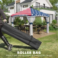 Outsunny 10' x 10' Pop Up Canopy Tent with Netting, Instant Tents for Parties, Height Adjustable, with Wheeled Carry Bag and 4 Sand Bags for Outdoor, Garden, Patio, American Flag(m-4)