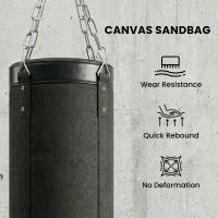Soozier Punching Bag with Stand for Adults, 72.8"-90.9" Height Adjustable Freestanding Boxing Stand with Canvas Sandbag, Black(m-5)