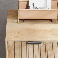 HOMCOM Accent Cabinet with Doors & Adjustable Shelf, Freestanding Console Cabinet with Wood Legs, Elevated Base for Living Room, Oak(m-11)