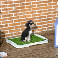PawHut Puppy Training Pad, Indoor Portable Puppy Pad, with Artificial Grass, Grid, Panel, Tray, 24.8" x 19.1"(m-1)