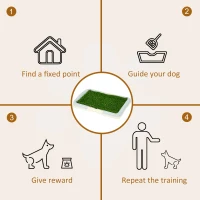 PawHut Puppy Training Pad, Indoor Portable Puppy Pad, with Artificial Grass, Grid, Panel, Tray, 24.8" x 19.1"(m-7)