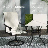 Outsunny Outdoor Swivel Dining Chairs Set of 2, High Back Swivel Chairs with All Weather Mesh for Deck, Backyard, Poolside, White(m-5)