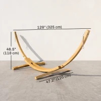 Outsunny 11' Wooden Hammock Stand Universal Garden Picnic Camp Accessories, Curved Arc Design Stand, 264lbs Capacity(m-3)