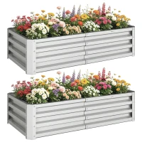 Outsunny Galvanized Raised Garden Bed, 4' x 2' x 1' Metal Planter Box, for Growing Vegetables, Flowers, Herbs, Succulents, Silver(m-11)
