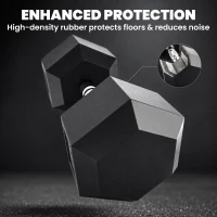 Soozier 2 x 35 lbs Rubber Hex Dumbbell Set for Body Fitness Strength Training Home Office Gym, Black(m-4)
