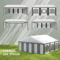 Outsunny 20' x 20' Heavy-duty Large Wedding Tent, Outdoor Carport Garage Party Tent, Patio Gazebo Canopy with Sidewall, Gray(m-4)