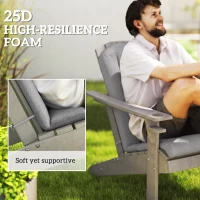 Outsunny Set of 4 Patio Chair Cushions, High Back Adirondack Chair Cushion with Ties, High-Density Foam, Grey(m-4)