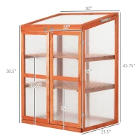 Outsunny Wooden Cold Frame Greenhouse Small Mini Planter Box, 30" L x 24" W x 44" H, Golden Red Finish(m-3)
