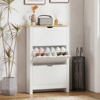 HOMCOM Shoe Storage Cabinet with 3 Flip Drawers and Adjustable Shelves for 12-18 Pairs of Shoes, White(m-7)