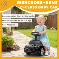 Qaba Mercedes-Benz C-Class Kids Ride On Car, Foot-to-Floor Sliding Walker with Under-Seat Storage, for 18-36 M, Black(m-4)