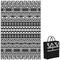 Outsunny Reversible Outdoor Rug, Waterproof Plastic Straw with Carry Bag, 6' x 9', Black & White Geometric Wall(m-11)